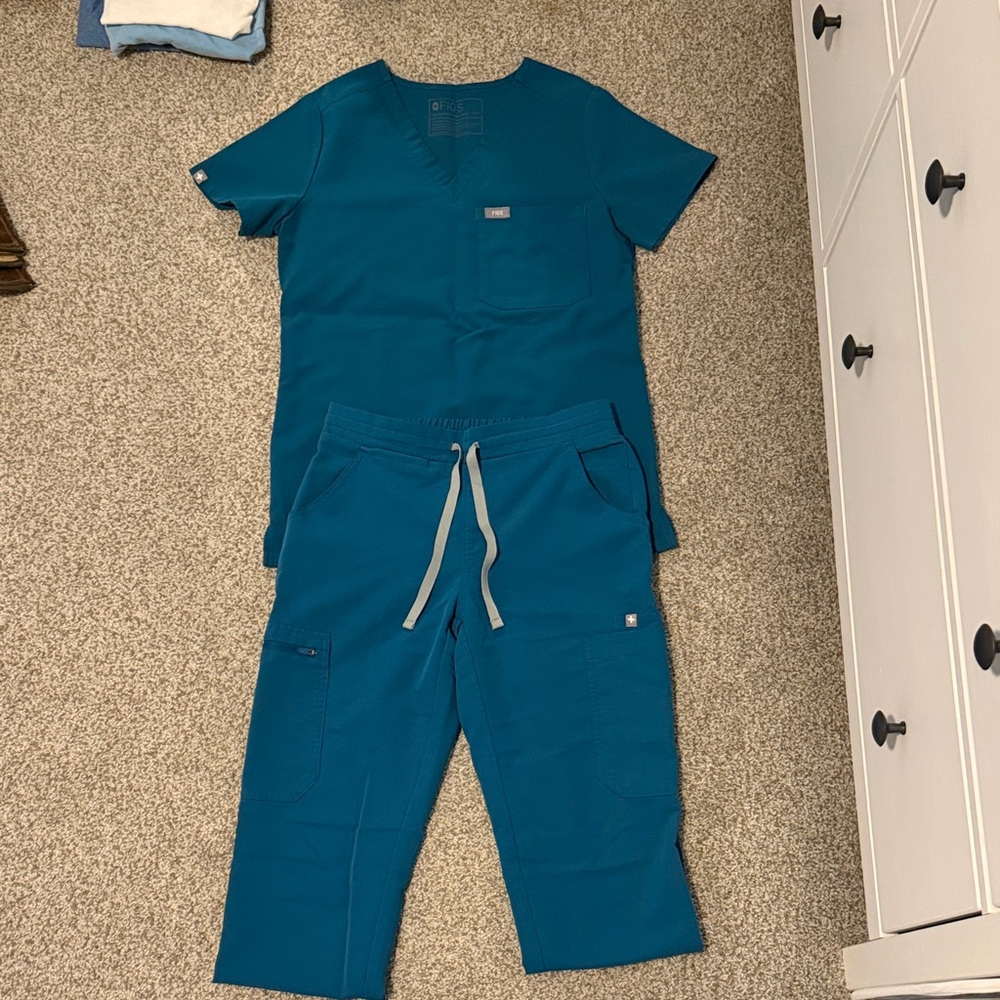 Figs Blue V-Neck Scrub Top